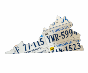 Unique Wall Art Virginia made of license plates