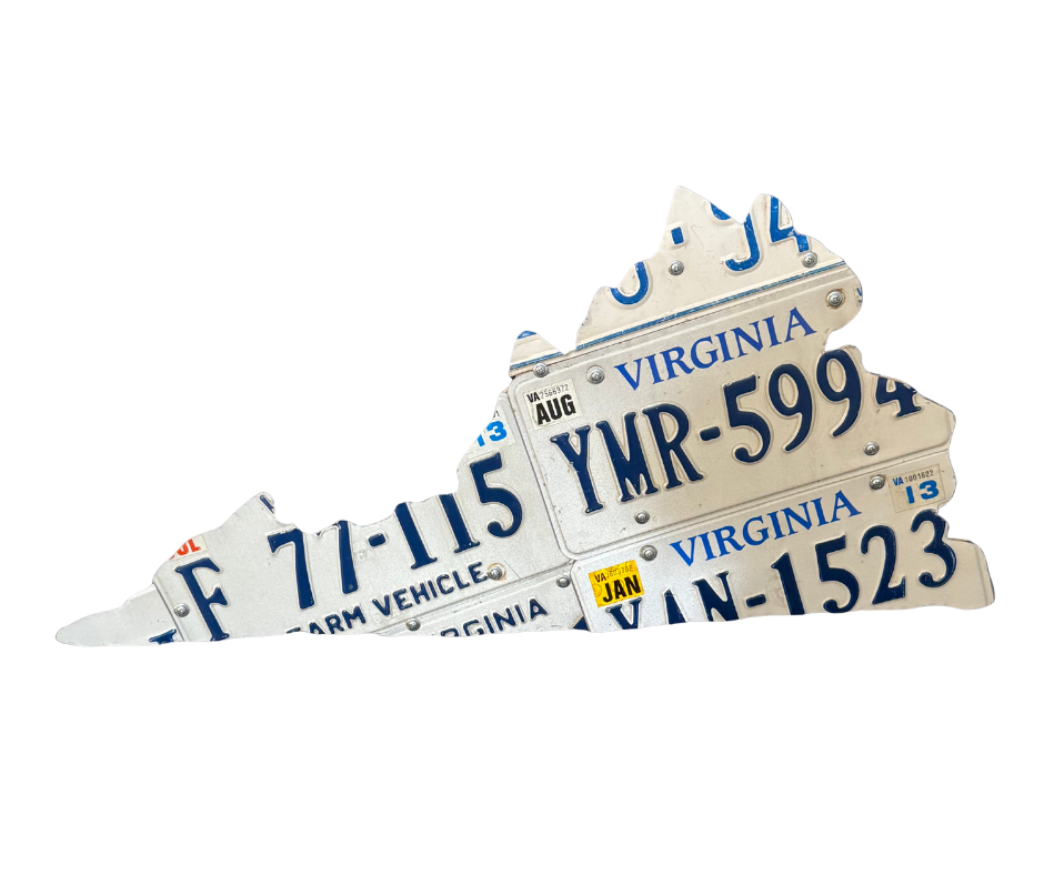 Unique Wall Art Virginia made of license plates